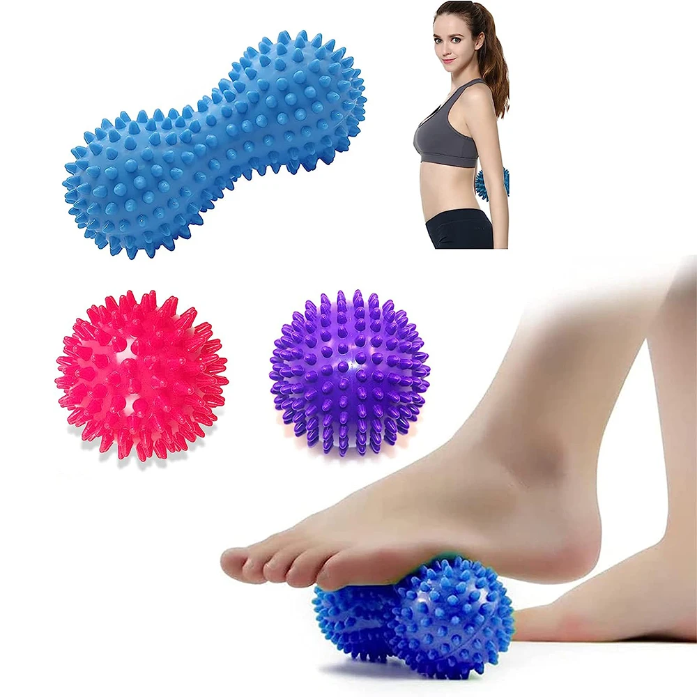 3 Pcs Hard Spiky Massage Balls Set Fasciitis Relief Therapy Ball Trigger Point Massager for Muscle Recovery Myofascial Release