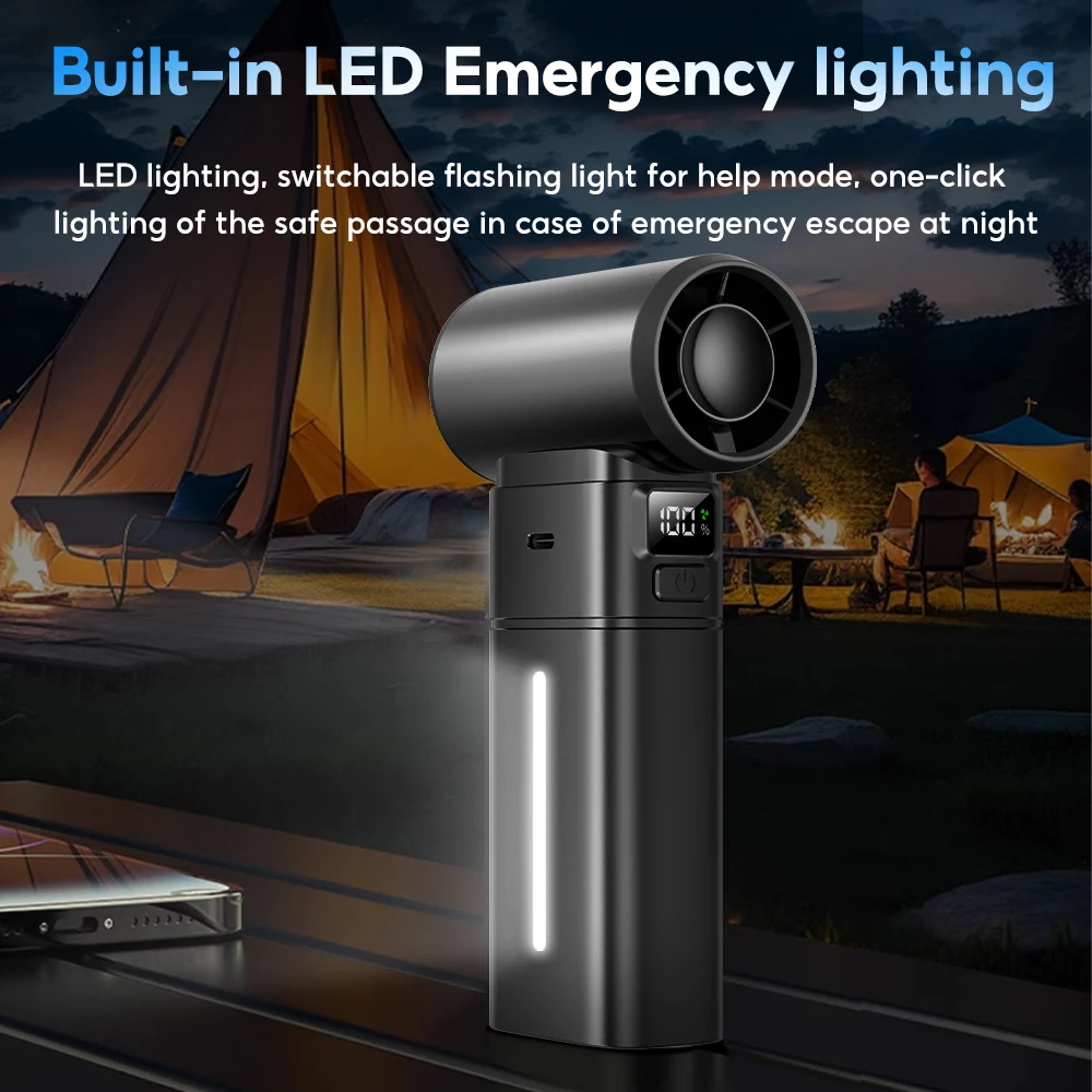 

2025 Новый летний портативный ручной вентилятор 80000 об/мин Суперсильная мощность ветра Светодиодный цифровой экран 5-уровневая скорость ветра Инструменты для домашнего охлаждения