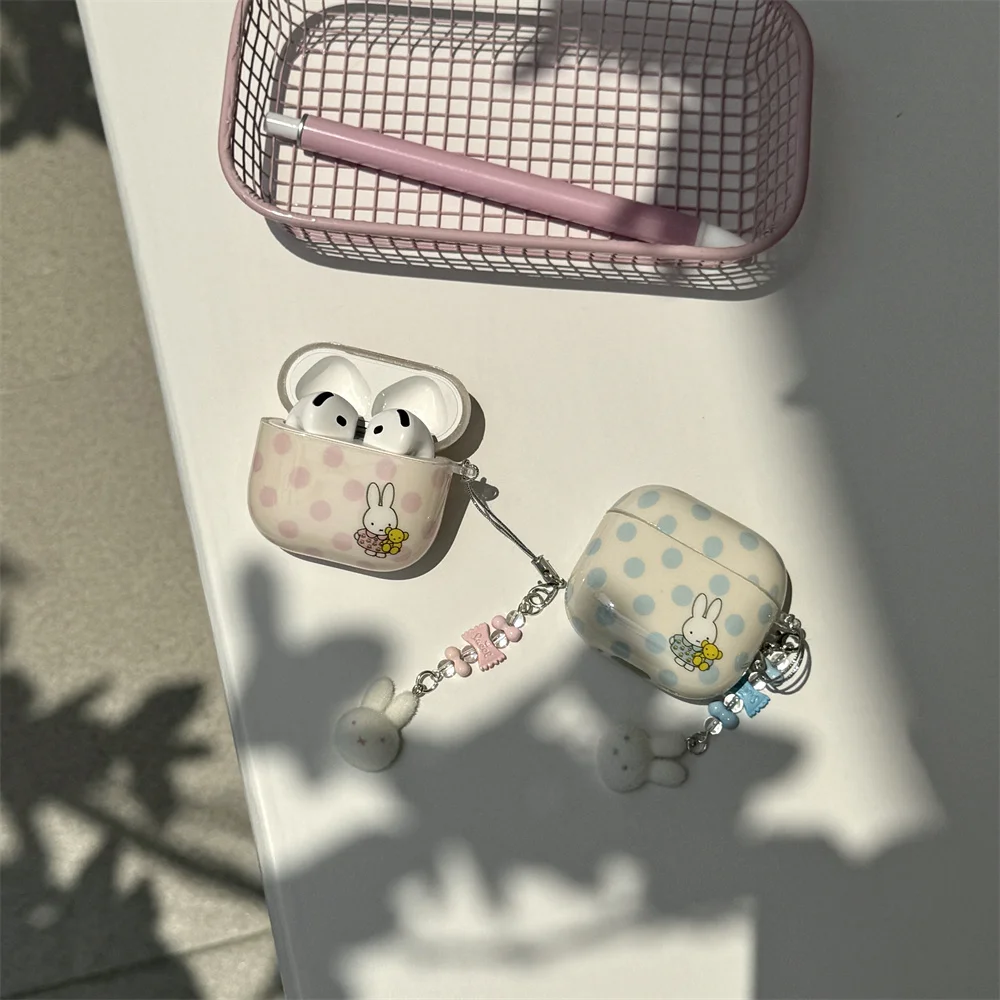 

Bodian Miffy Rabbit TPU Soft Case with Pendant, Suitable for AirPods Pro 2 AirPods 4 3 2 1 Anti Drop New Cartoon Earphone Cover