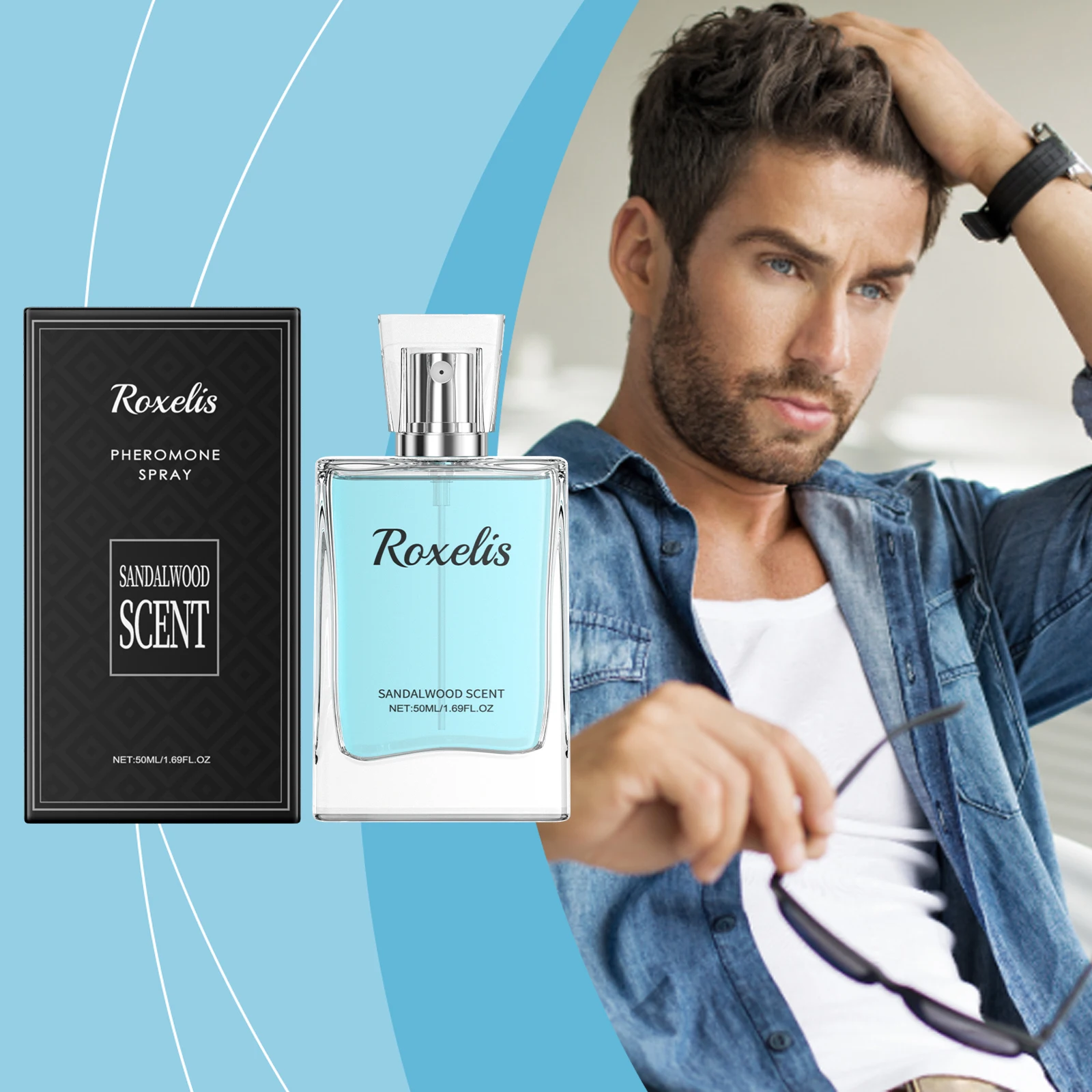 Roxelis 50ml Sandalwood Charming Perfume Lasting Cologne Fragrance Loving Atmosphere Attract Romantic Dating Refreshing Perfume