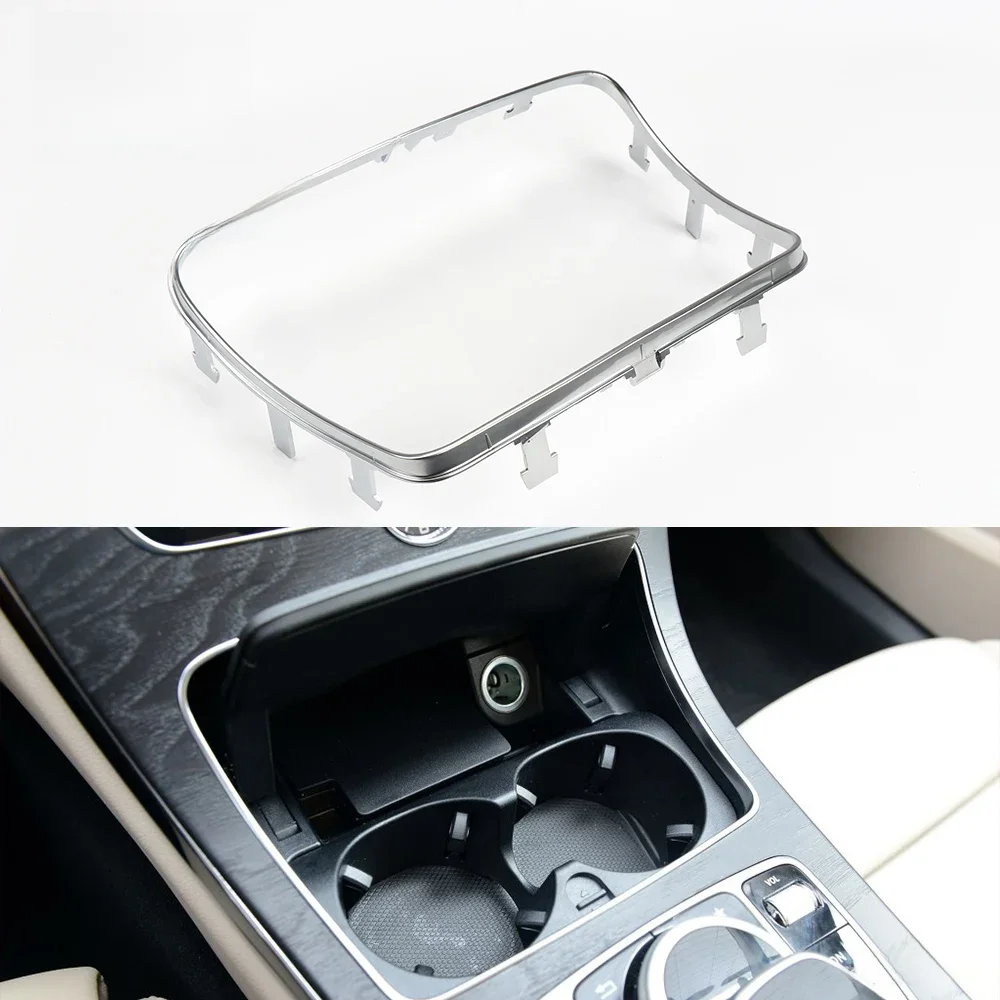 Pour Mercedes Benz GLC classe C W253 W205 2015-2020 Auto Console centrale cendrier support de verre bande garniture argent Chrome cadre