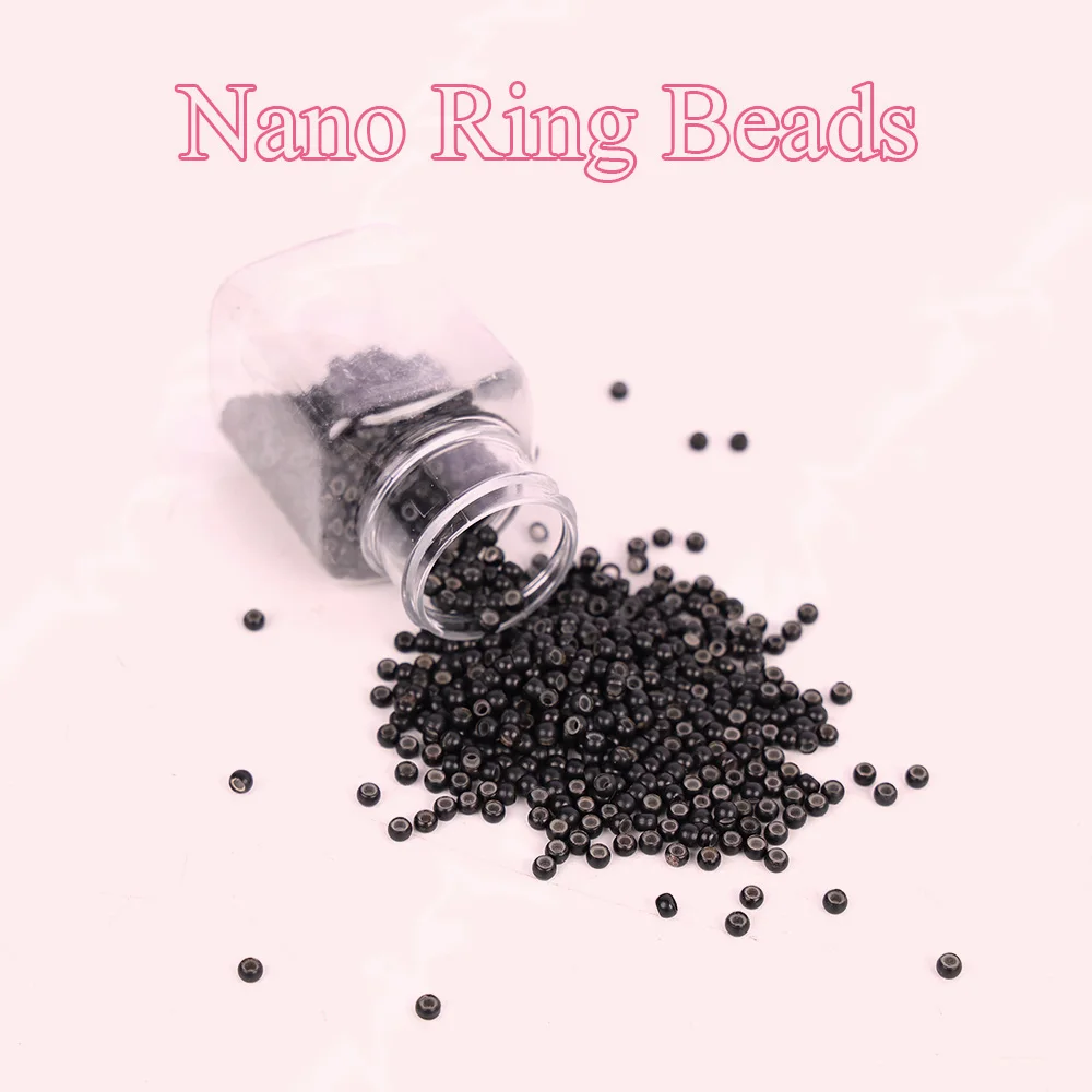 1000 uds/botella Nano anillos cuentas de silicona para Nano punta Nano anillo extensiones de cabello humano 5 colores opcionales negro marrón Rubio