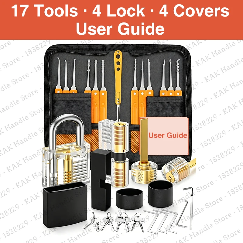 KAK 21-31-teiliges Lockpicking-Set Transparentes Übungsvorhängeschloss Schlosserwerkzeuge Multifunktionales Trainings-Schloss-Set Hardware-Handwerkzeug