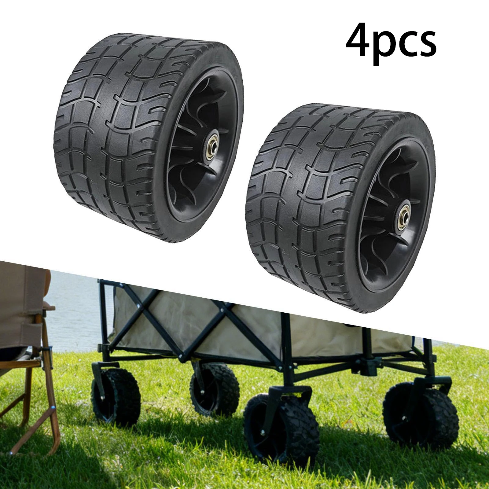4 roues de remplacement multifonctionnelles en mousse EVA pour chariot de camping, avec roulements intégrés, pour pique-nique et plage