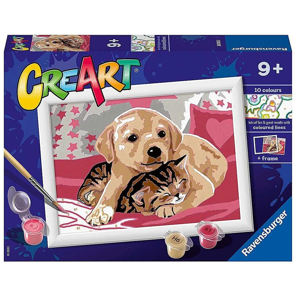 CreArt Painting Kit - Pets on a Blanket, Ravensburger, 20210, original, toys, boys, girls, gifts, collector, store, new, games, family, puzzles