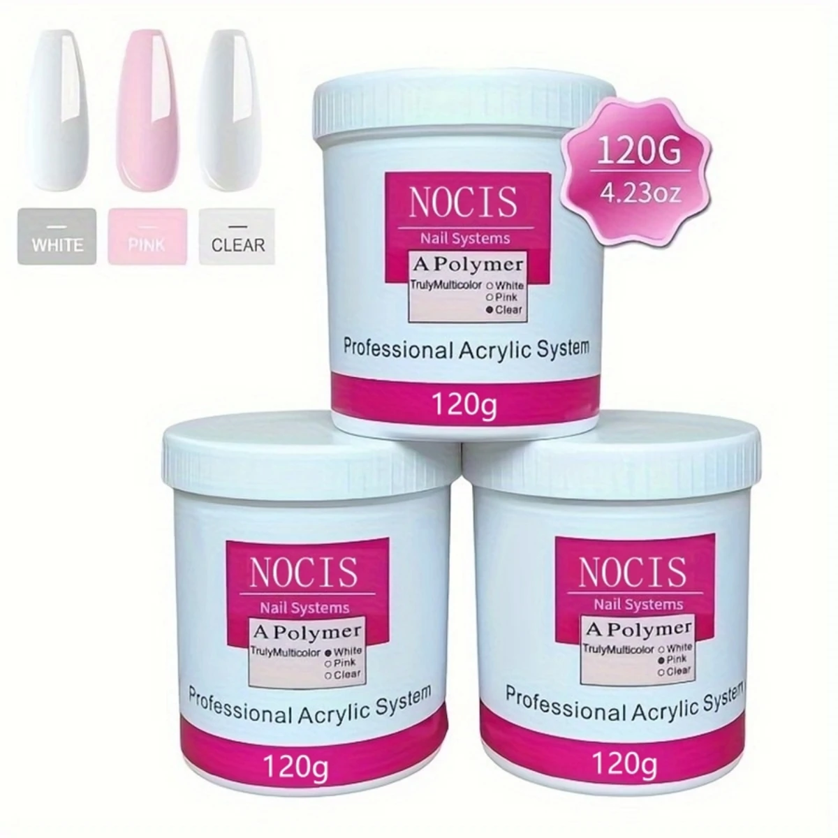 Nagel-Acrylpulver: 120g Cover Pink Polymer für 3D-Kunstmodellage und French-Verlängerung - Klar Dunkelrosa Professionell - Keine Lampe nötig