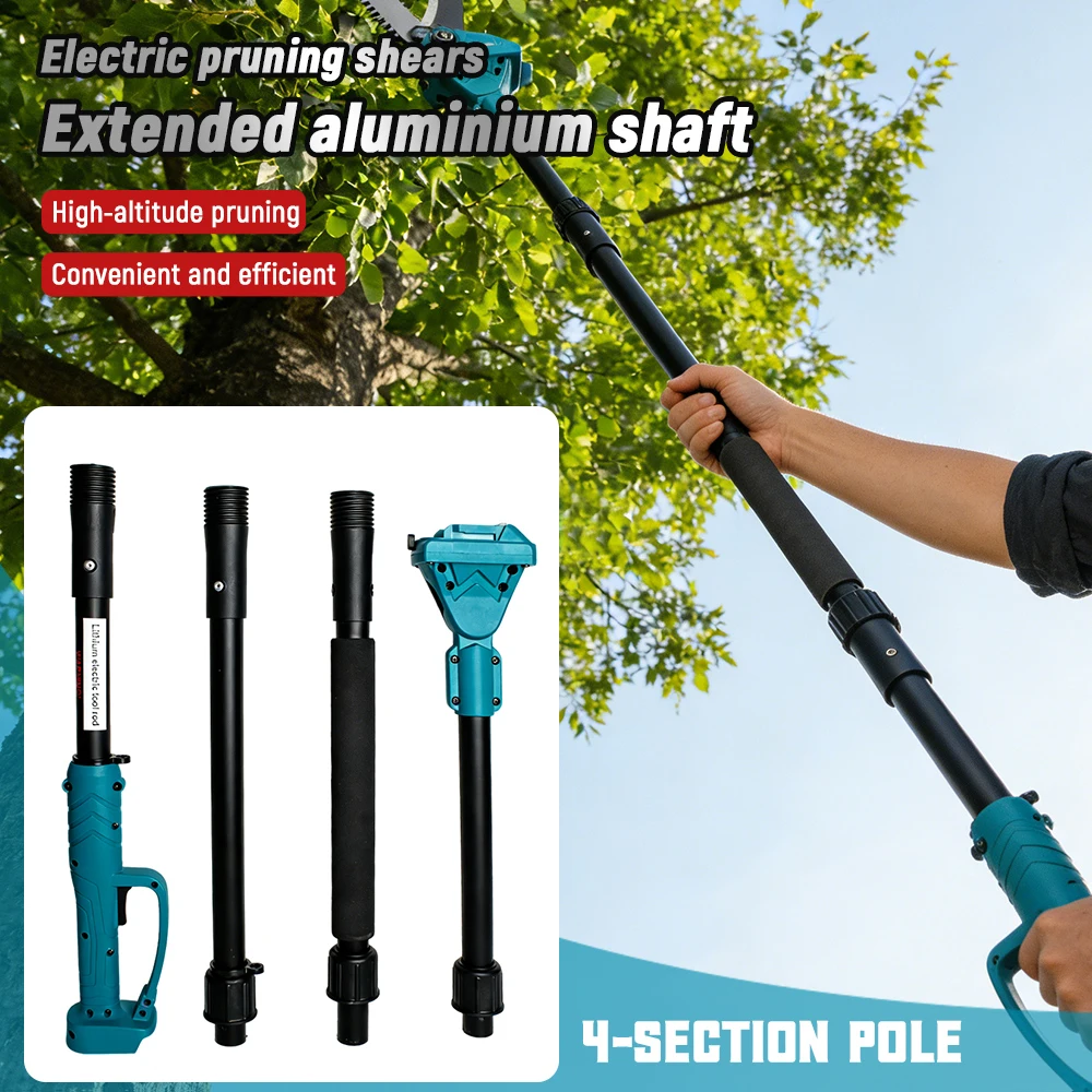 Cordless Electric Pruning Shears Extension Pole Electric Pruner Telescopic Rod 180° Rotatable Head 1.02M-2M Aluminium For Makita