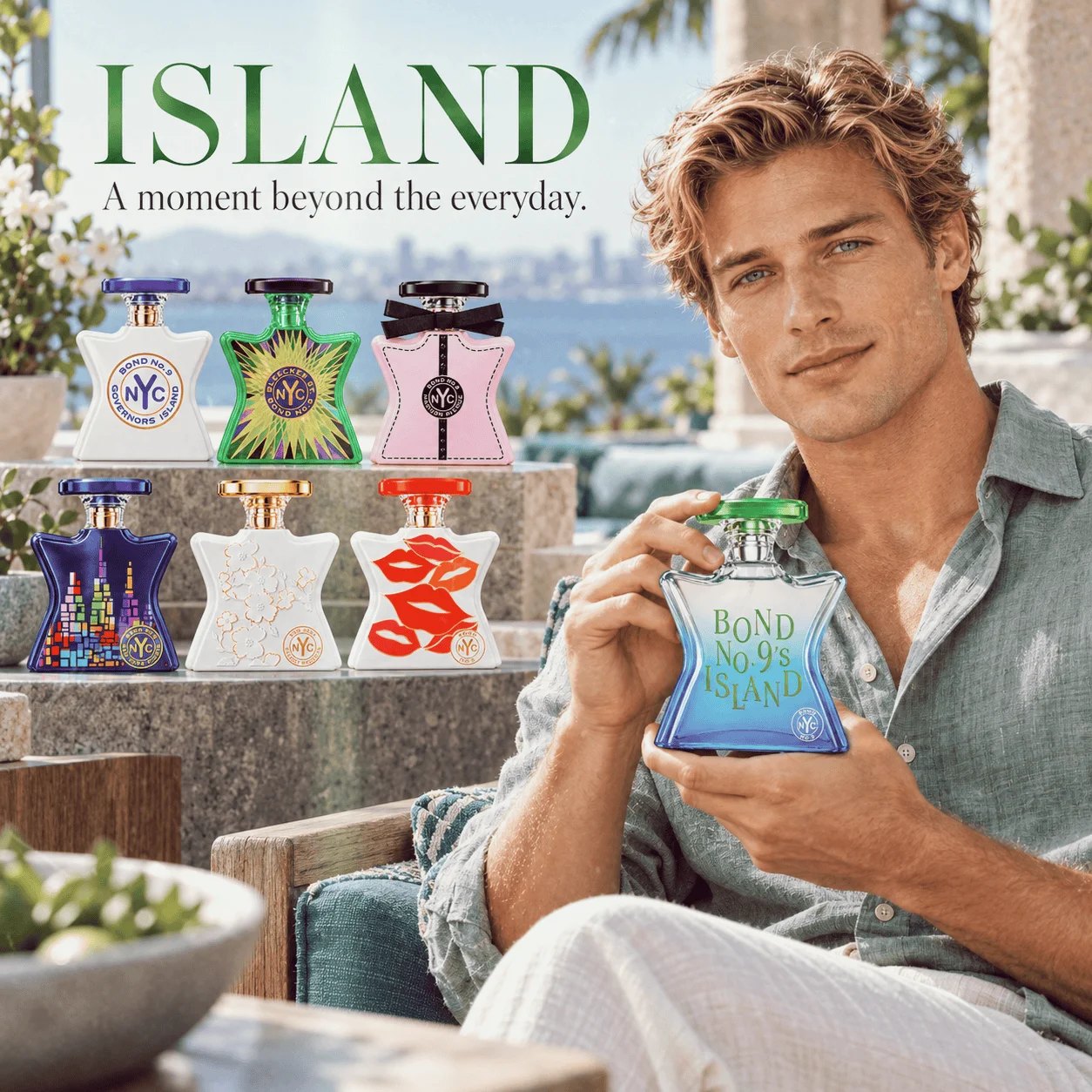 Bond No. 9’s Island Eau de Parfum Spray for Men & Women, Fresh Basil Water Mint Marine Woody Fragrance for Daily Wear, Summer Outings & Vacations, 1.7 fl oz / 50 mL, Single Bottle