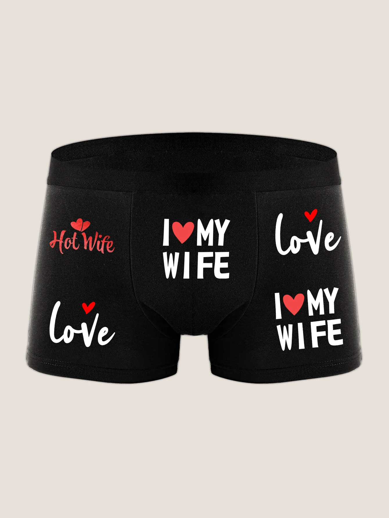 Calzoncillos Boxer con estampado de letras juguetonas para hombre, calzoncillos transpirables con estampado I LOVE MY WIFE, calzoncillos Boxer de talla grande