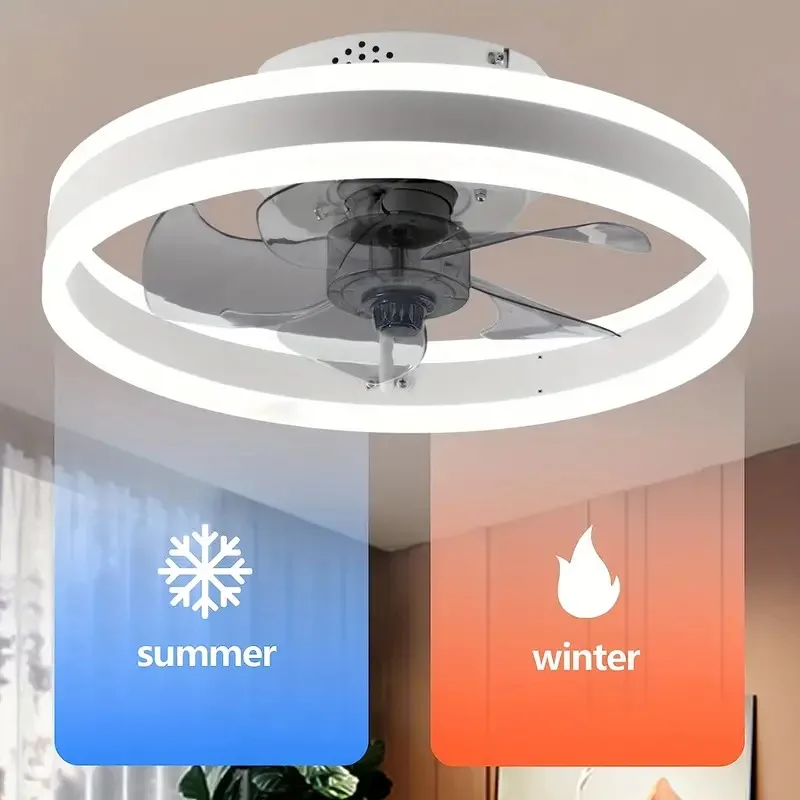Silent & Stylish LED Ceiling Fan With Remote Control - 6-Speed, 60W Reversible Fan For Bedroom, Study, Restaurant, And More!