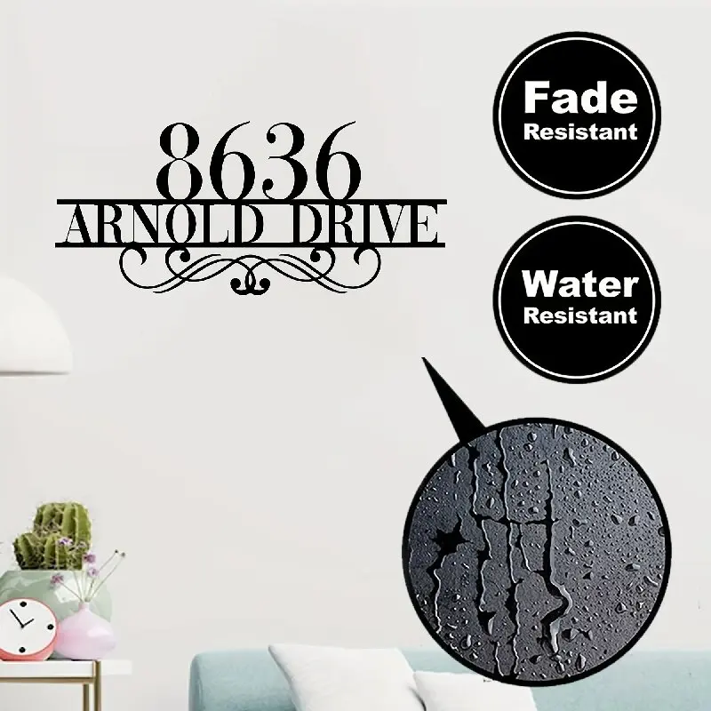 Custom Metal Address Sign with Number&Street Name, Elegant Wall Art Sign for Home Entrance, Gift for Holidays&Special Occasions, view 6