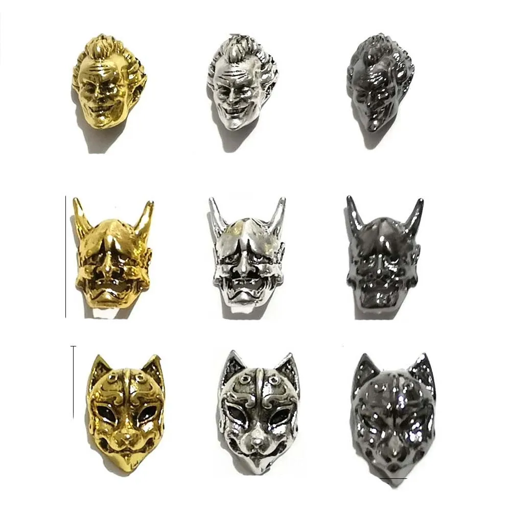 10pcs Animal Ghost Mask Nail Art Charm 3D Metal Retro Punk Rock Skull Demon Mask Nail Decoration DIY Horror Manicure Accessories