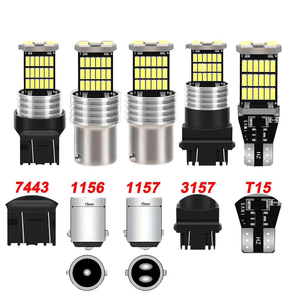2PCS 1156 BA15S P21W 1157 P21/5W BAY15D T20 7443 3157 LED Car Tail Bulb Brake Reverse DRL Signal Light 12V Turn Signal Light
