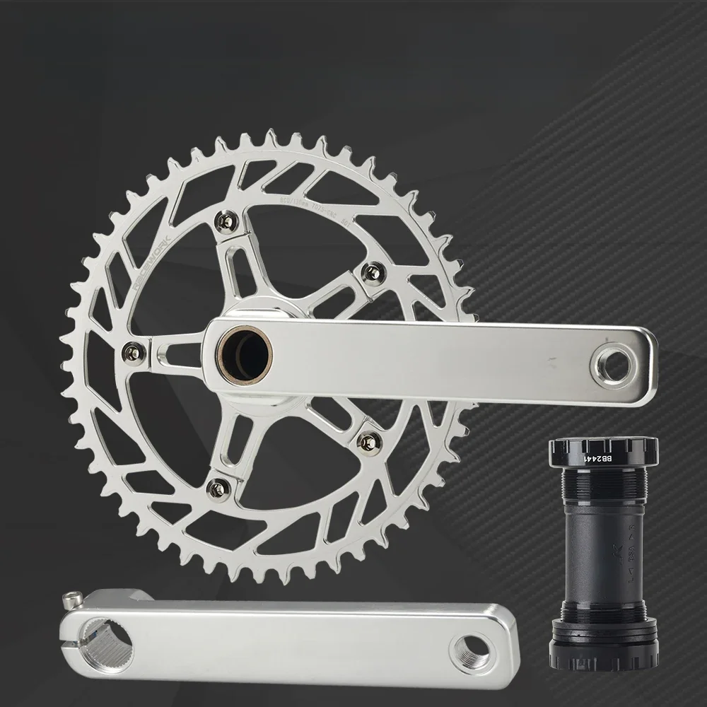 AliExpress UK RacewoRK RACEWORK Road Bike Crankset 10/11/12 Speed Silver/Black Glossy Polished Crank 170mm Aluminum Single