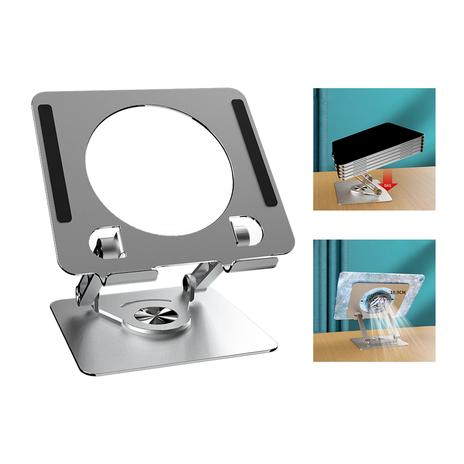 1x Universal 360° Rotation Foldable Cooling Bracket Support Tablet Holder Hollowed Adjustable Height for Cell Phone Tablet Stand