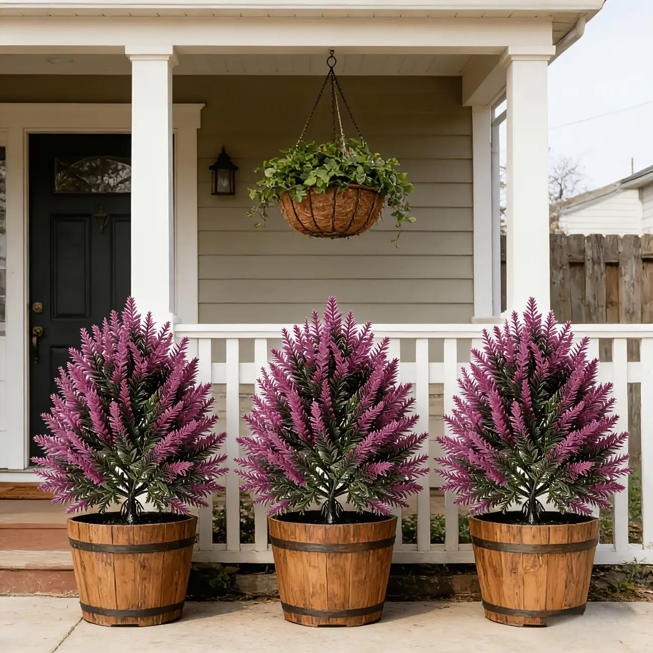 2Pcs 42cm Artificial Lavender Topiary Tree, Purple Artificial Shrub, No Pot, for Home Garden Porch Patio Outdoor Decor