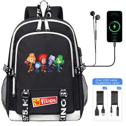 Anime Cartoon The Fixies School Bag Children Student Shoulder Backpack For Boy Girl Teenager USB Backpack Mochila Travel Bag