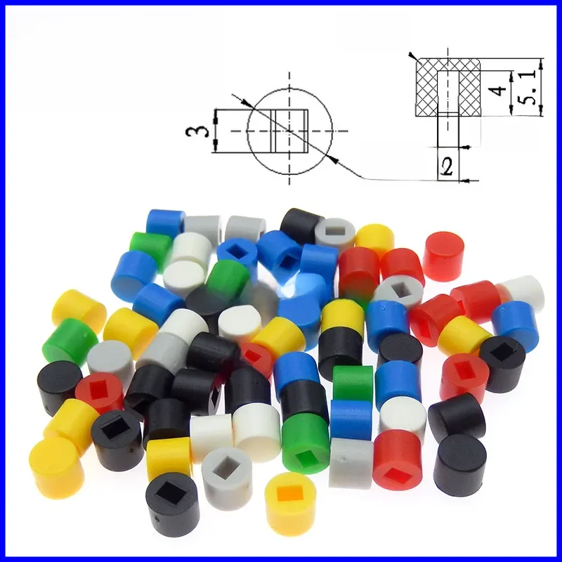 Bouchon de cylindre A28 5.8*5.8/7*7/8*8/8.5*8.5mm, Kit de micro-interrupteur d'alimentation tactile autobloquant, capuchon de commutateur à bouton-poussoir à 6 broches, 50 pièces