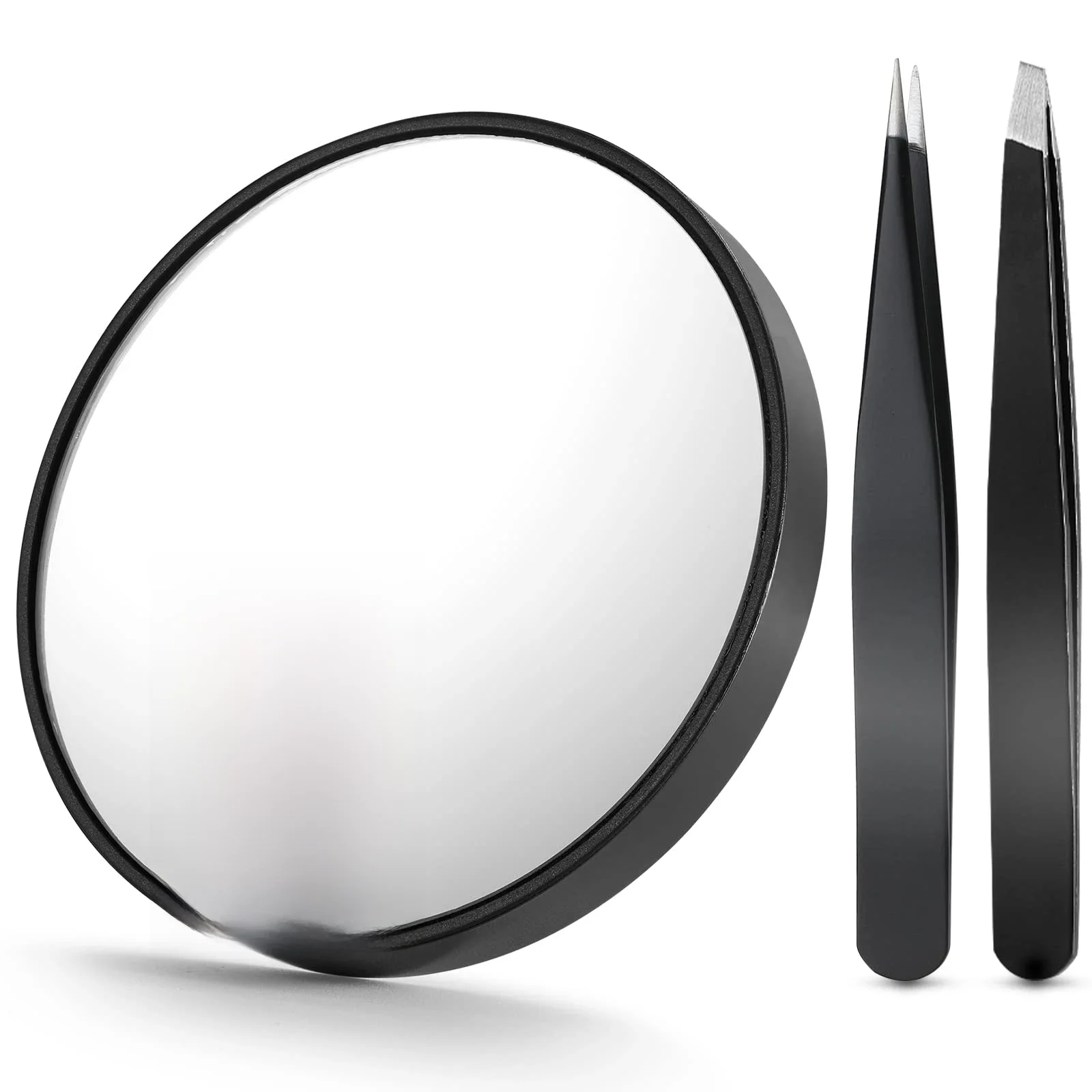 Ensemble miroir grossissant et pince à sourcils, miroirs de maquillage grossis 30X avec 2 ventouses, pincettes et sourcils, 1/3 pièces