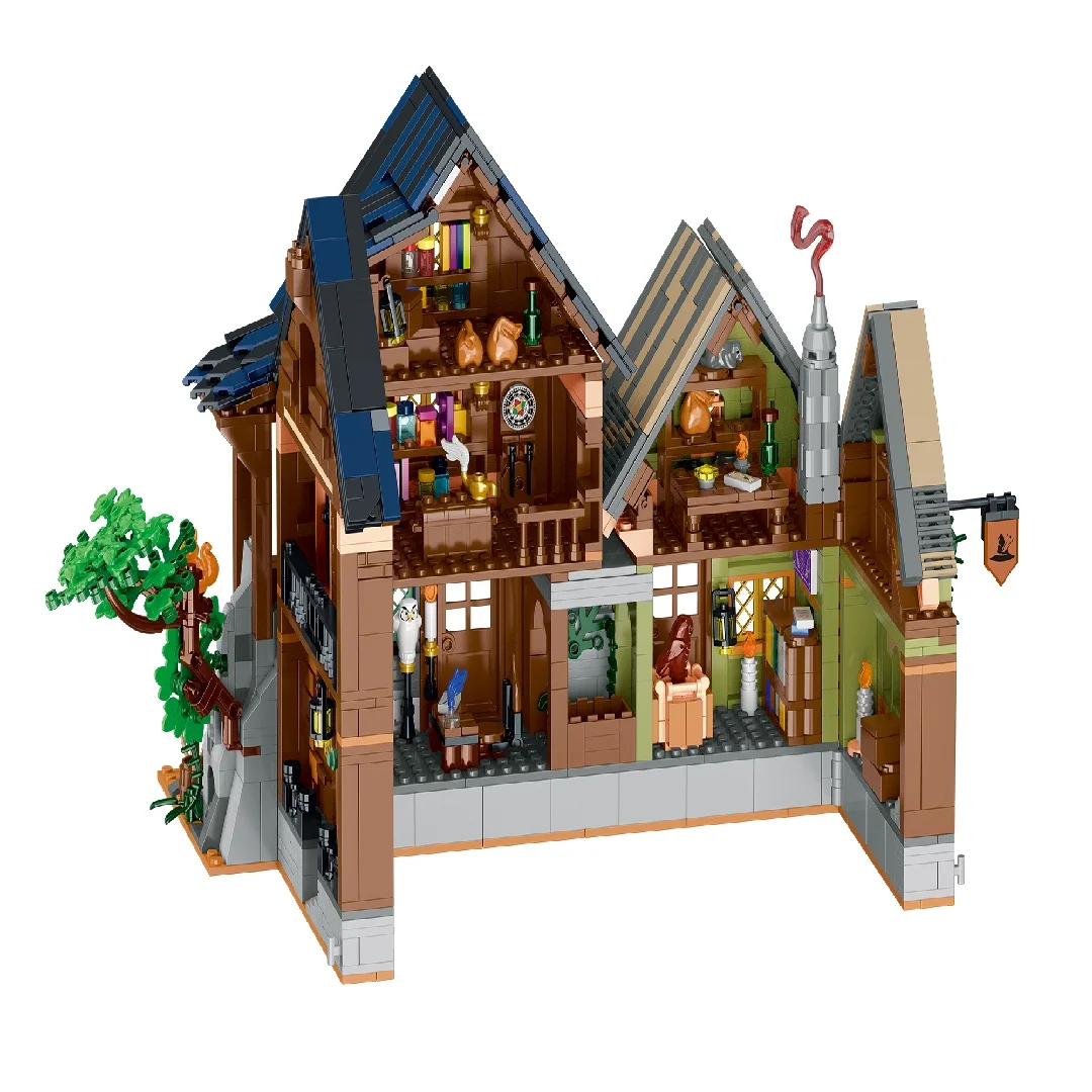 2225PCS 영화 숨겨진 은신처 오두막 중세 주택 건축물 세트 건축 모듈 블록 조립 모델 키트, 선물