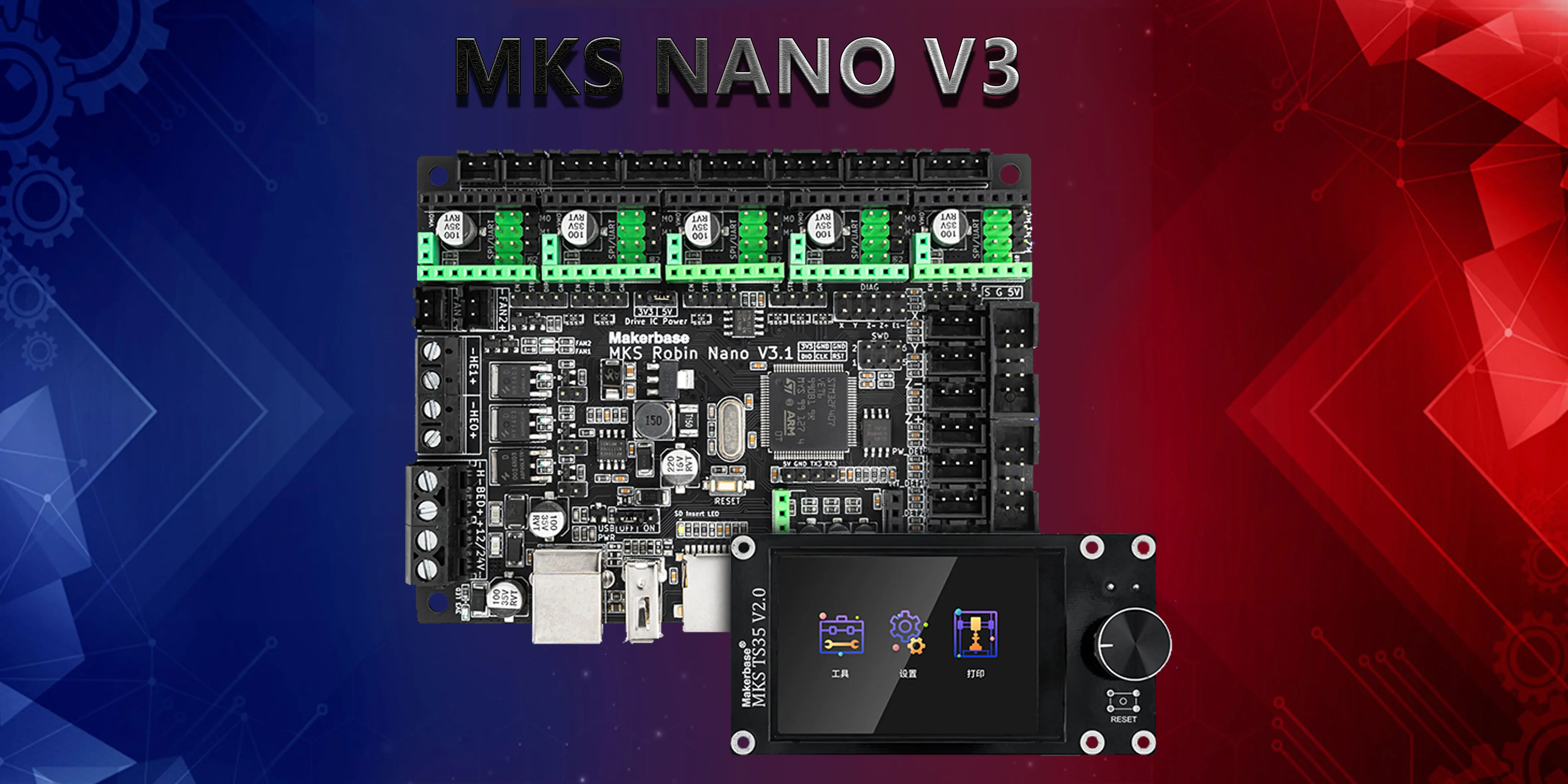 MKS 3D-Drucker-Board STM32 MKS Robin Nano Board V1.2 Hardware Open Source (Unterstützt Marlin2.0) mit 3,5-Zoll-Touchscreen – Detail 1
