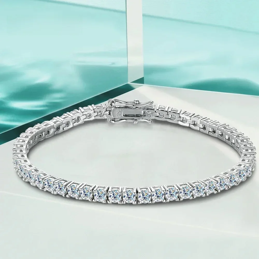 3-6,5MM Moissanit Tennis-Armband für Damen und Herren 925 Sterling Silber Alle Laborgezüchteten Diamant-Armbänder Hochzeits-Klassiker-Schmuck