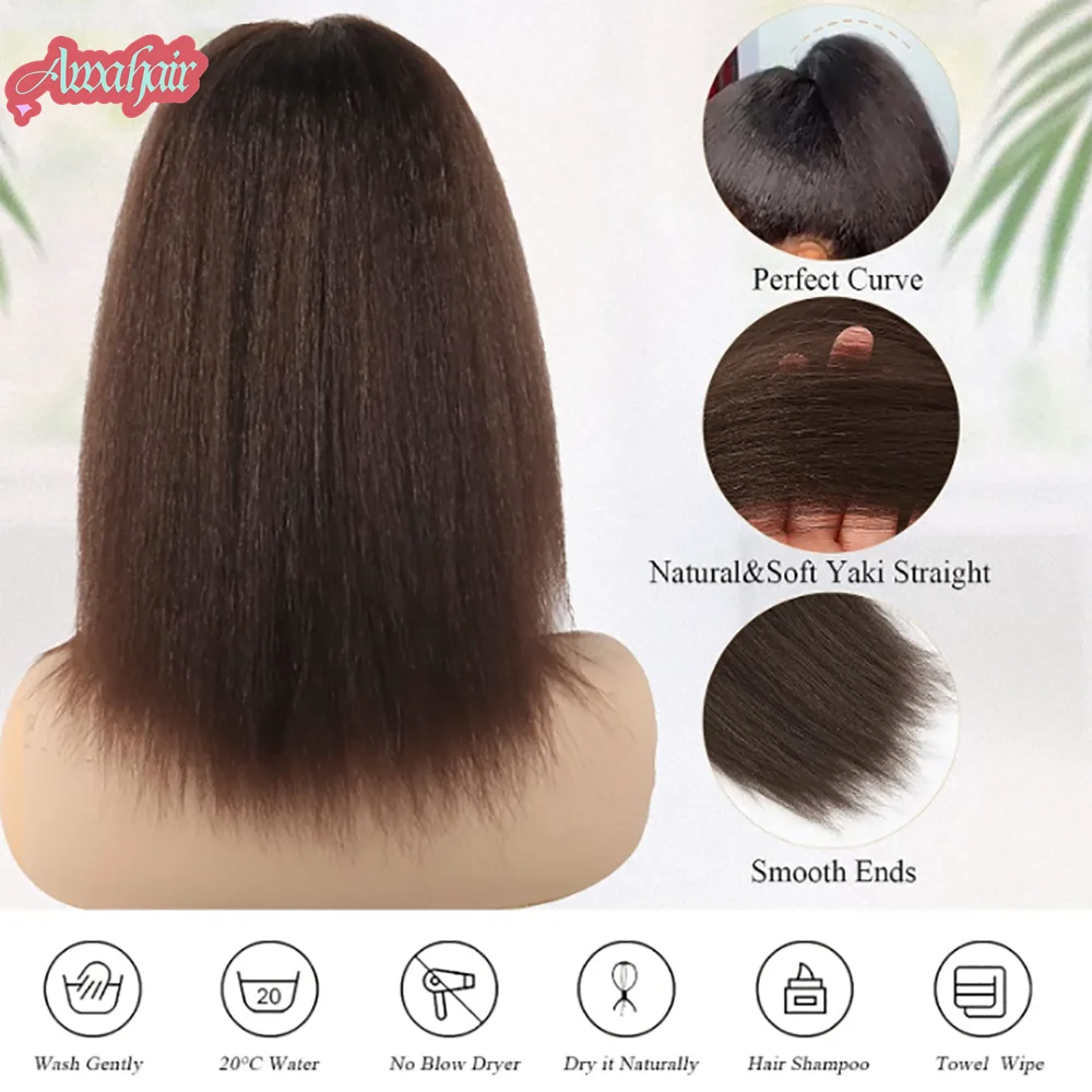 Awahair-Yaki Kinky Straight Drawstring Ponytail para mulheres, cabelo natural, extensões de cabelo curto, cabelo sintético