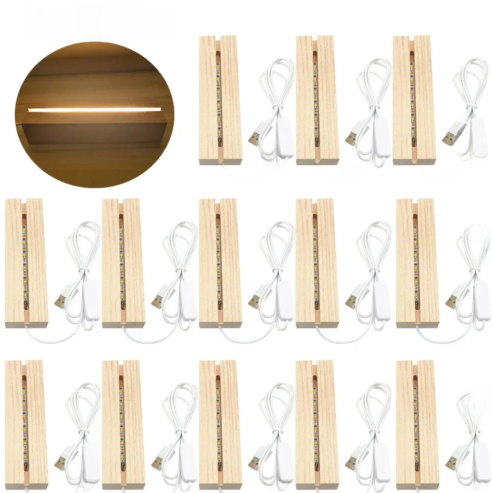 1-10 Stuks Led Hout Licht Display Kristal Houten Verlichte Basis Acryl Lichtplaat Basis Usb Houten Basis Voor Hars Art Licht Licht - afbeelding 2