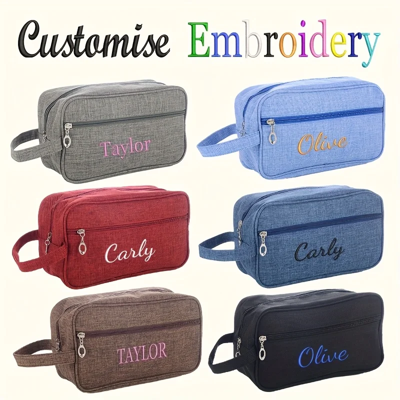 New Multi-Color Textured Toiletry Bag, Large Capacity for Easy Storage of Toiletries or Makeup, Custom Your Name or Text,