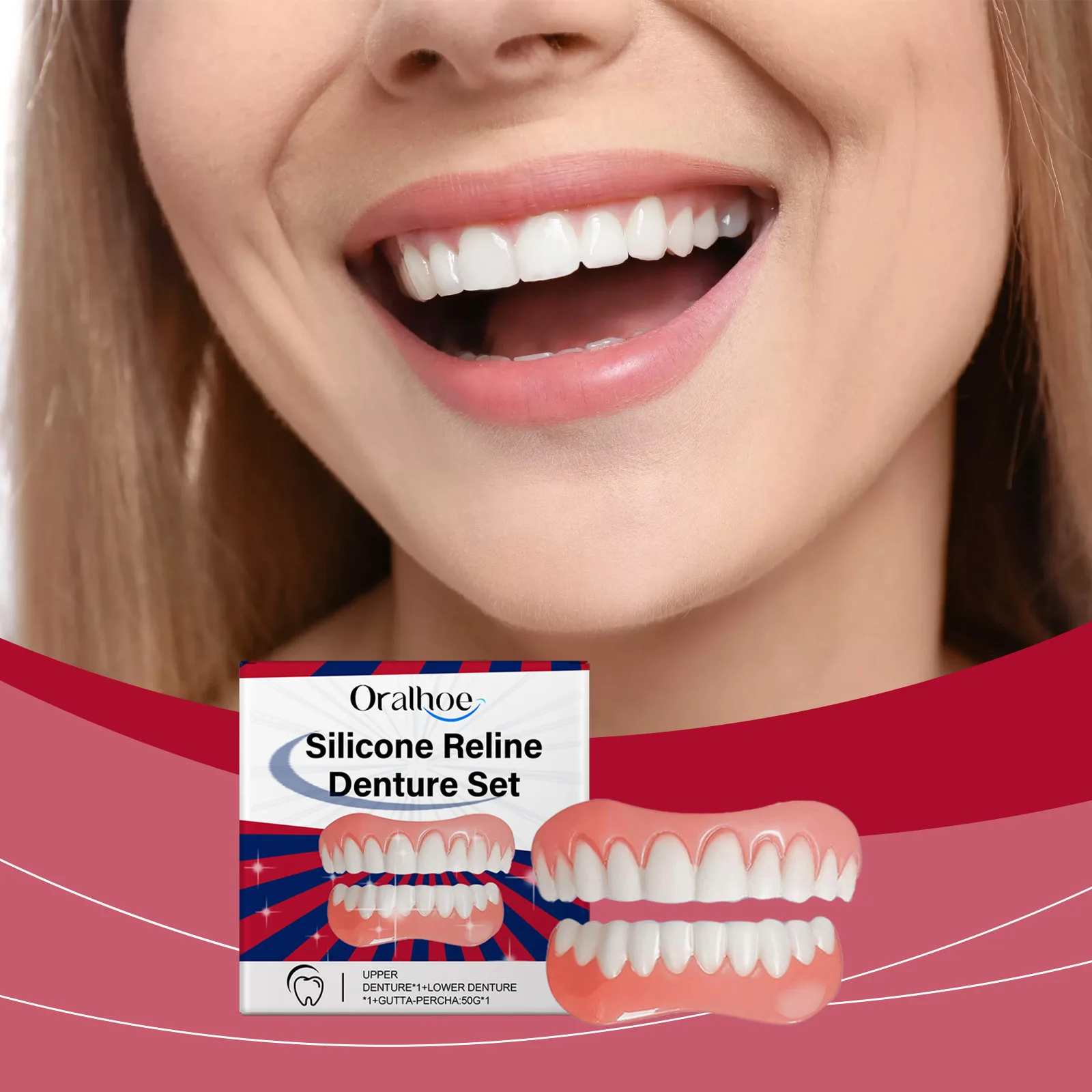 Customizable Silicone Reline Denture Kit One Size Fits All Reusable Cosmetic Teeth Veneers Instant Smile Temporary False Teeth