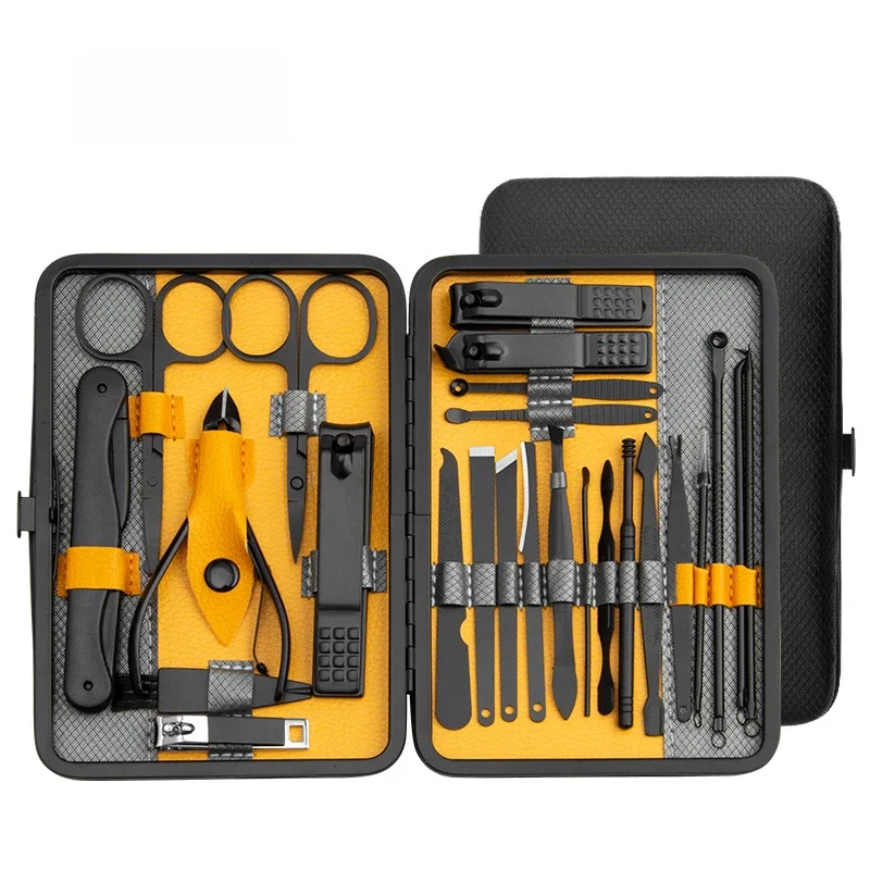 Ensemble de manucure 10/15/25 pièces, Kit complet de fonctions, ensembles de pédicure professionnels en acier inoxydable, coupe-ongles avec étui Portable, idée cadeau
