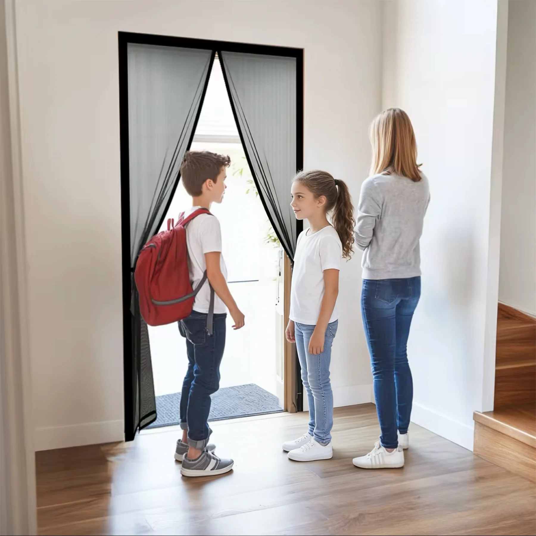Strong Insect Barrier Magnetic Door Cover–Seamless Self-Sealing,Child&Pet Safe,Hands-Free Operation,Moustiquaire Fenêtre Design