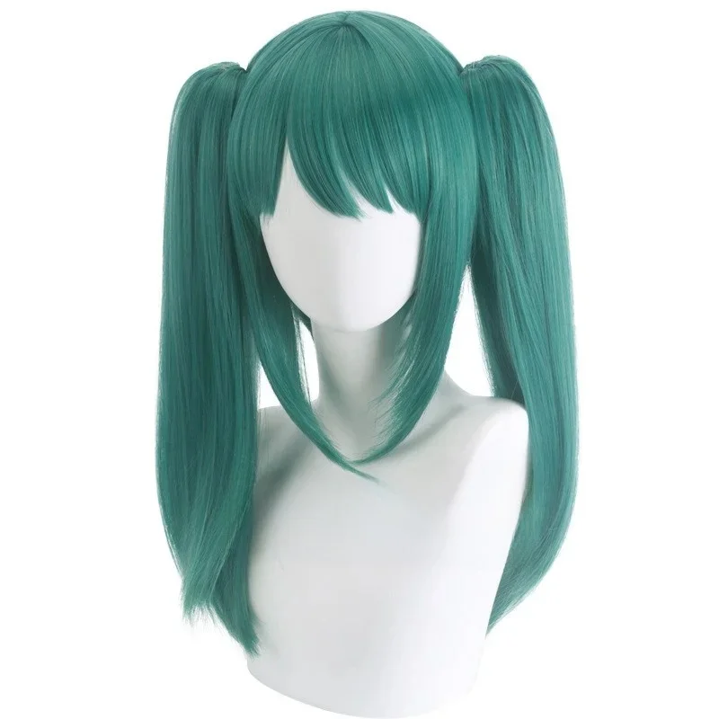 Ccutoo syntetyczna zielona krótka Cosplay peruki z chipem zdejmowane Ponytails Vampire Miku peruka wysokiej temperatury włókna — zdjęcie 2