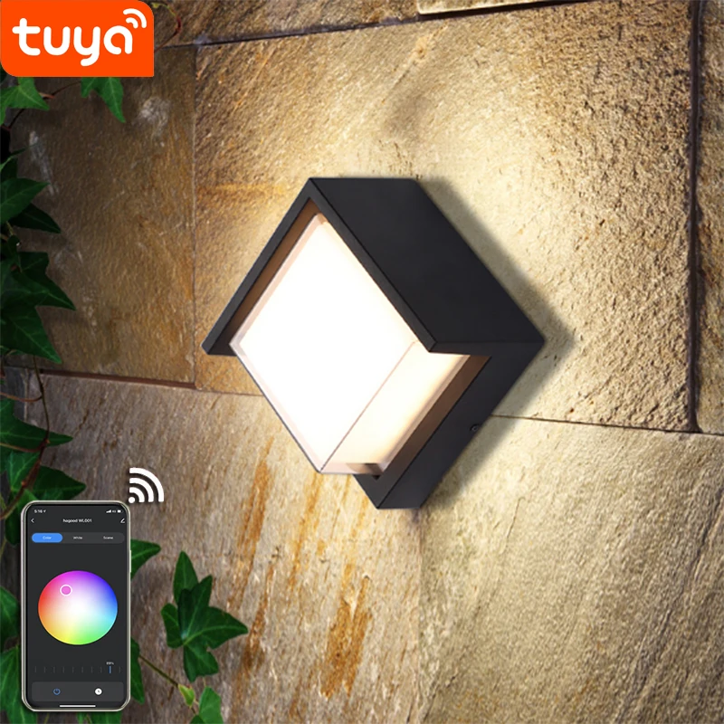 

Tuya Smart Home WiFi APP Controlled 85-265V RGBW IP65 Aluminum Modern Waterproof Led Garden Lamp Outdoor Wall Decor Wall Sconce