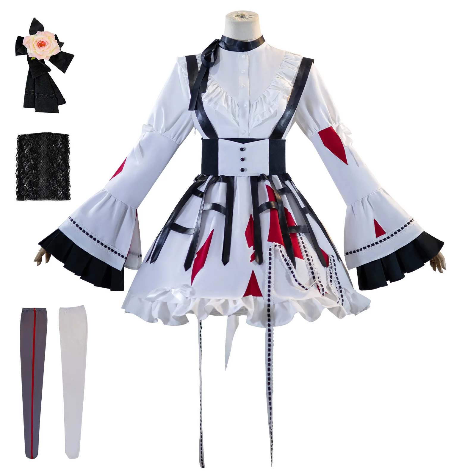

Akiyama Mizuki Cosplay Costume Project SEKAI Roleplay White Lolita Dress Gothic Punk Style Outfit