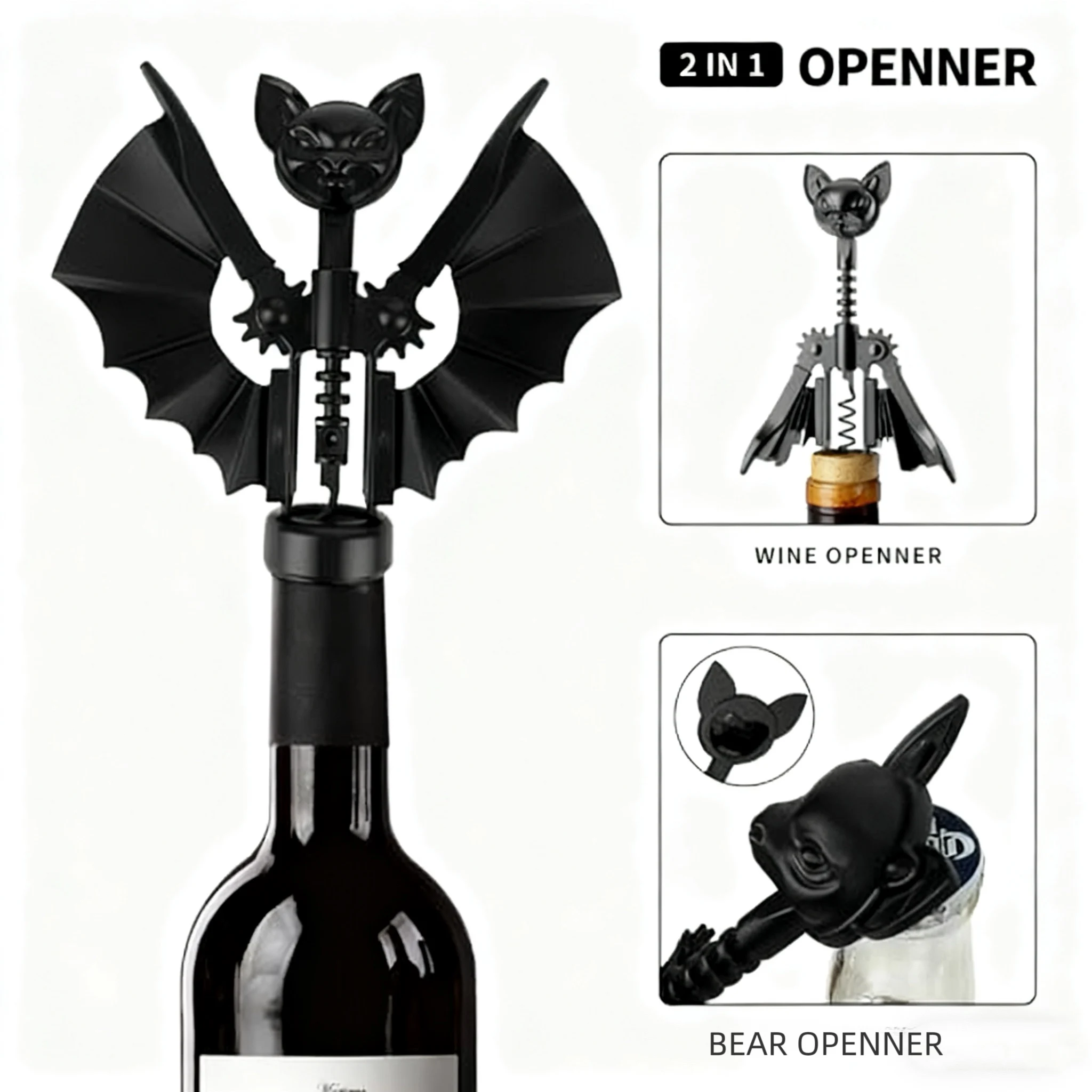 

Halloween Bat Wine Opener with Wings and Bat, - Stocking Stuffers Wine Gifts for Adults,Funny Kitchen Gadgets，Gifts for Lovers