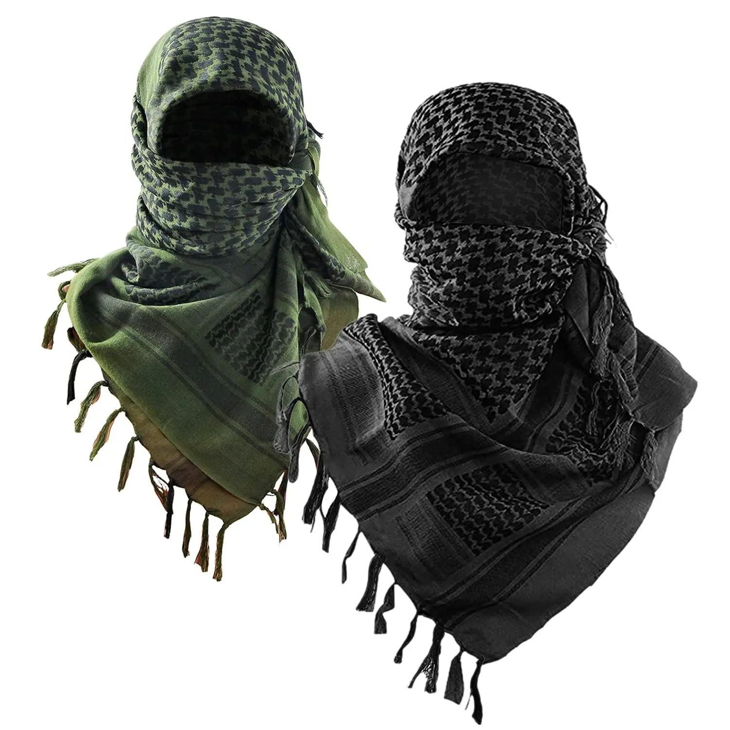 Double Red 2Pcs Military Shemagh Tactical Desert Scarf / 100% Cotton Keffiyeh Scarf Wrap for Men And Women