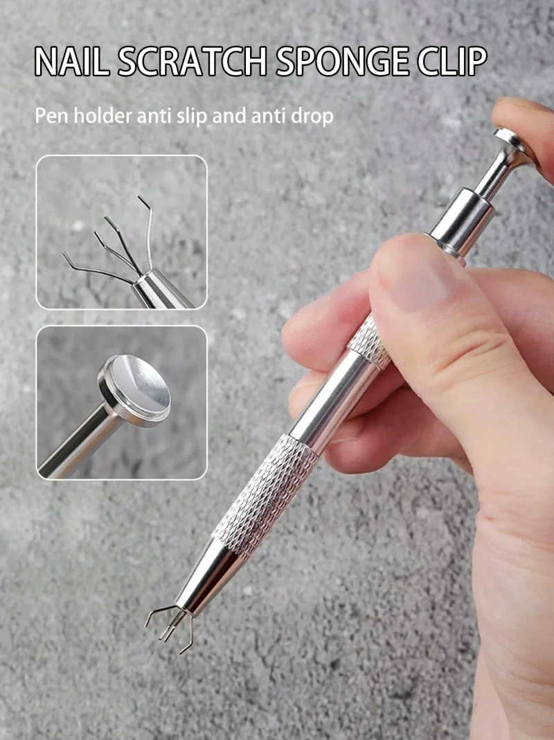 1 stücke Nagel Kratzer Schwamm Clip Anti-Slip Anti-Drop Stift Halter Maniküre Werkzeug für Salon Hause Professionelle nagel Kunst Zubehör