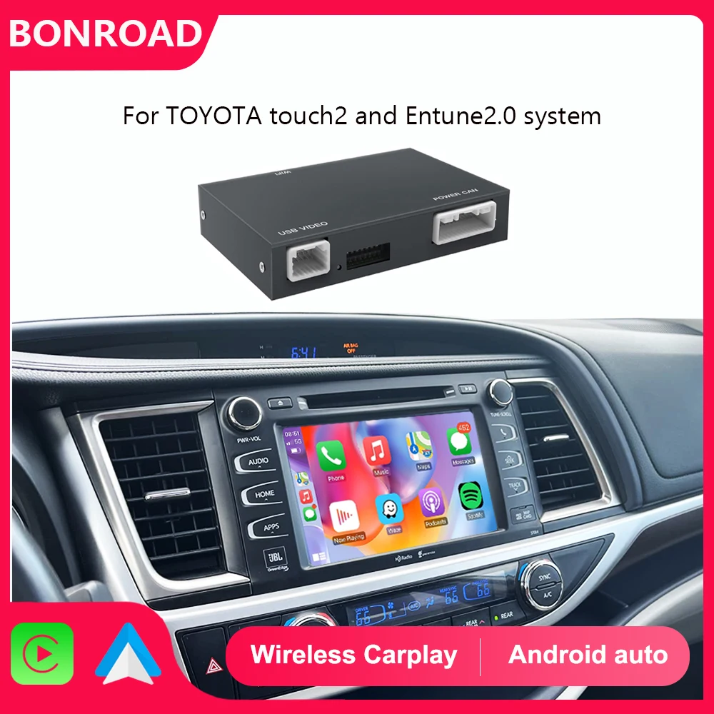 Wireless Carplay Android Auto Adapter for Toyota with Entune2.0 Tundra/Highlander/RAV4/Tacoma/Camry/Corolla/Avalon/Pr