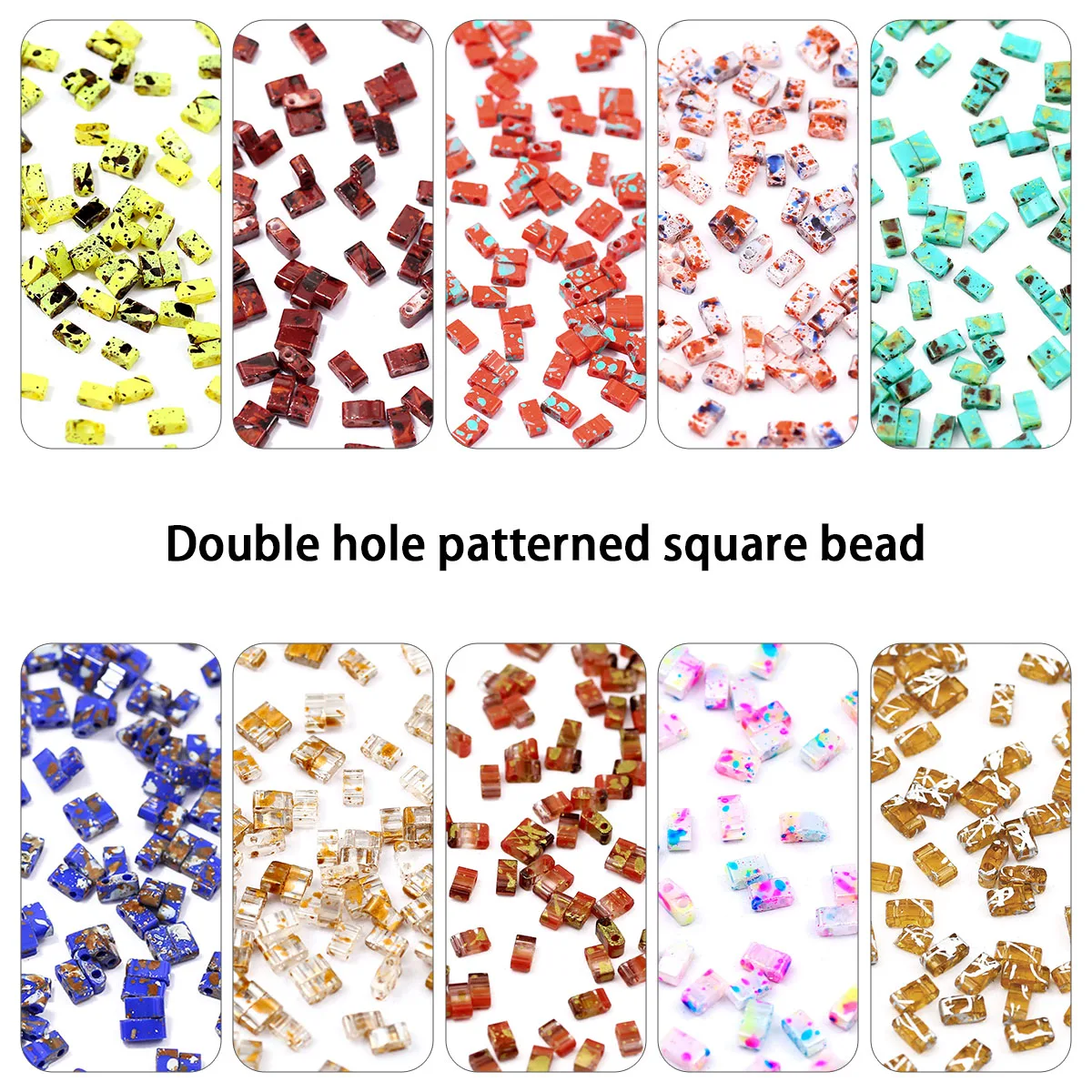 5×2mm Picasso Color Double Holes Glass Tila Bead Acrylic Spacer Loose Beads For Jewelry Making Bracelets DIY Earrings Accessorie