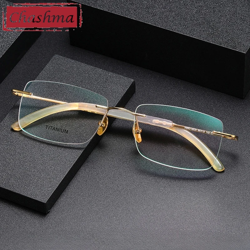 

Chashma Prescription Glasses Men Pure Titanium Ox Horn Temples Top Quality Gentlemen Eyewear for Recipe Optical Progressive Lens