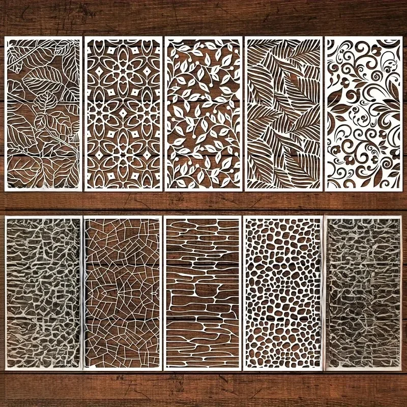 10 sztuk/zestaw 24cm kwiaty liście tekstura DIY nakładania warstw szablony malowanie księga gości kolorowanie tłoczenie Album dekoracyjny szablon — zdjęcie 2