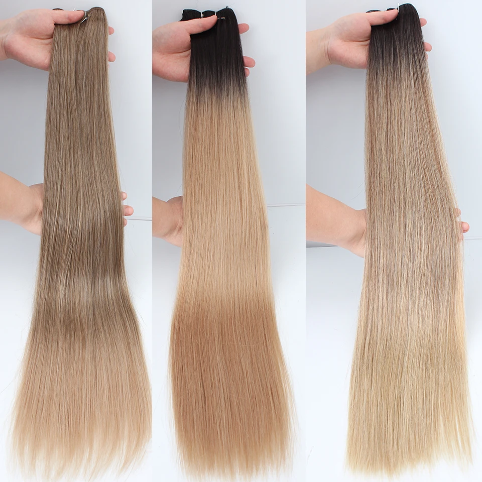 

Straight Synthetic Hair Extensions Heat Resistant Fiber Straight Hair Weave Bundles 30" Synthetic Cosplay Ponytail Hair Pieces