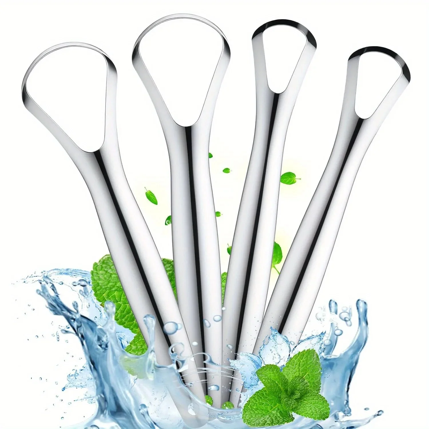 Ensemble familial de grattoir à langue en acier inoxydable, nettoyeur de langue pour le soin de la langue, nettoyeur de ongles, grattoir à langue en acier inoxydable 2/4 pièces