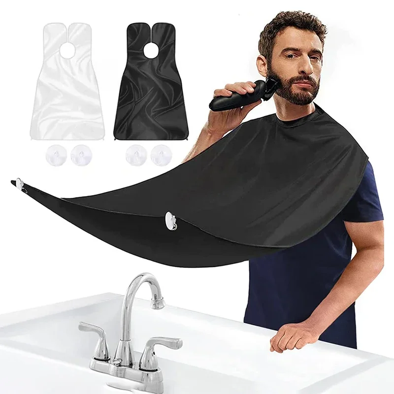 Cape de rasage antiadhésive pour hommes, collecteur de barbe avec forte ventouse, cadeau pour hommes, tablier à bavoir en tissu pour rassemblement de barbe