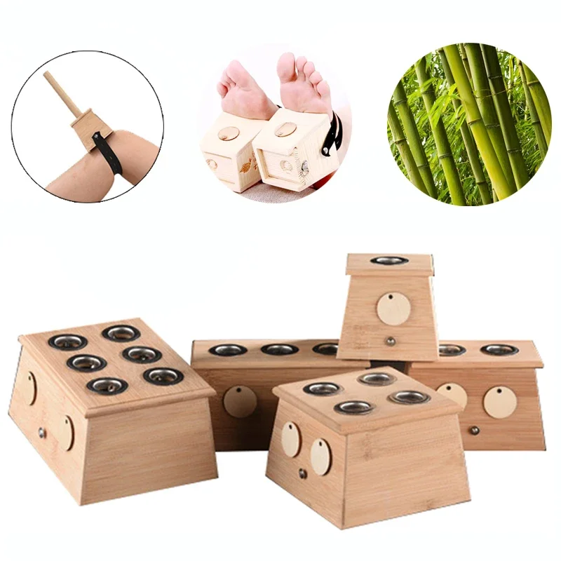 Boîte de Moxibustion en bambou naturel, brûleur chaud, thérapie de Massage d'acupuncture, bâton Moxa, masseur de points d'acupuncture pour le corps, soins de santé, soulage la douleur