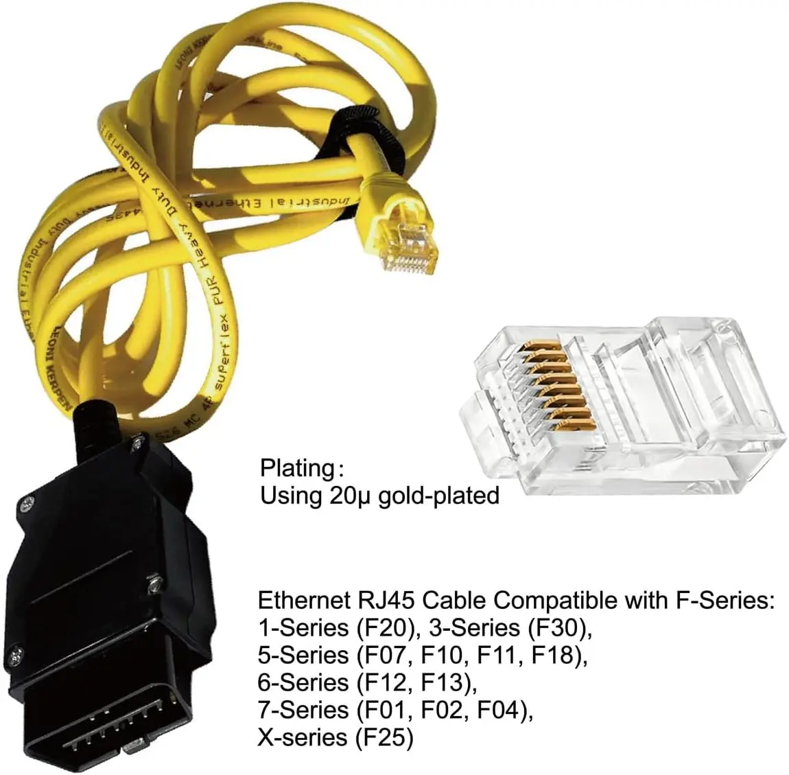 Kabel ENET Bimmercode OBD2 do kodowania BMW serii F |   E SYS ISTA+ ICOM Bootmod3 Bimmerlink OBD |   Wytrzymały kabel