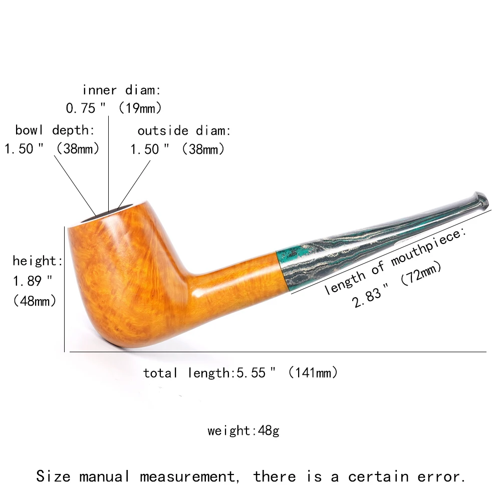 MUXIANG Handmade Briar Tobacco Pipe Freestyle Solid Wood Pipe Cumberland Colored Pipe Tip Father's Day Gift