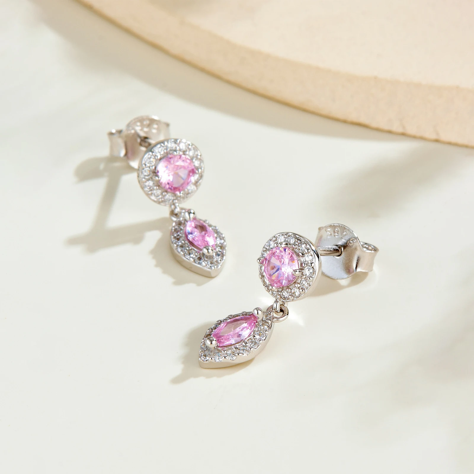 VEWANT 925 Sterling Silver Round MarquIse Pear Shape Pink Stud Earring 2026 Women Fine Luxury Wedding Party Jewelry Gift