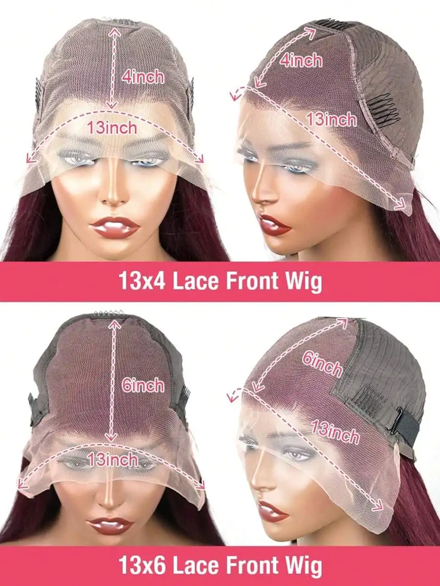 200% 99J بورجوندي الدانتيل الباروكة الأمامية 13x4 مستقيم الدانتيل شعر مستعار أمامي HD الدانتيل الشفاف الباروكات الأمامية شعر الإنسان النبيذ 99J الملونة